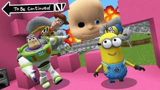 GIANT BABY vs BUZZ LIGHTYEAR and WOODY and MINIONS in Minecraft! Story Toys - GAMEPLAY Movie