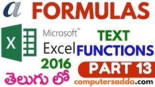 Ms-Excel 2016 in Telugu 13(Text Functions) (www.computersadda.com)