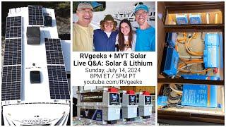 Live Solar & Lithium Q&A with MYT Solar. Your chance to ask the pros!