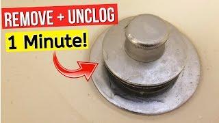 How To Easily Remove Bathtub Drain Plug Stopper & UNCLOG DRAIN in 1 MINUTE! -Jonny DIY