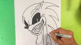 EASY How to Draw SONIC.EXE - SCARY VERSION