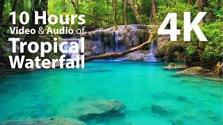 4K UHD 10 hours - Tropical Waterfall - mindfulness, ambience, relaxing, meditation, nature