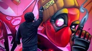 Spray Painting Deadpool