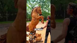 Unbelievable Wood Carving! A Horse Comes to Life  #wood #woodcarving #woodart #shorts