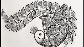 How to draw a beautiful peacock  using mandala art/ Mandala art on a peacock