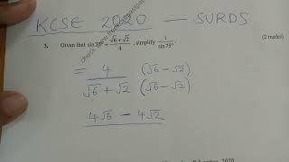 KCSE 2020 - SURDS