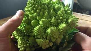 Trimming and preparing Romanesco
