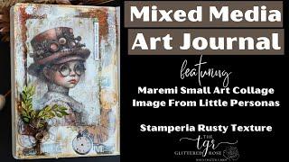 Mixed Media Art Journal Page Feat. Maremi Small Art Little Personas & Stamperia Rusty Texture