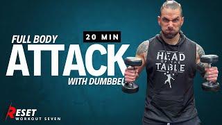 20 Min Attack Full Body Workout With Dumbbells | Let's sweat | Day 7