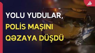 Bakıda YPX avtomobili qəzaya düşdü – POLİS XƏSARƏT ALDI - APA TV