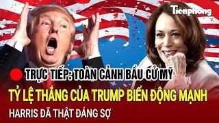 [TRỰC TIẾP] Toàn cảnh Bầu cử Mỹ: Tỷ lệ thắng của Trump biến động mạnh, Harris đã thật đáng sợ