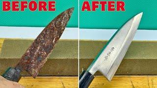 5 Minutes CHALLENGE of sharpening DULL KNIFE become a NEEVES KNIVES