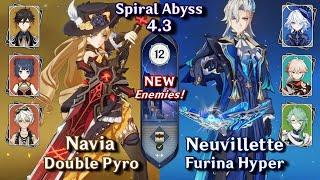 C0 Navia Double Pyro & C0 Neuvillette Furina | NEW Spiral Abyss 4.3 Floor 12 9 Star - Genshin Impact