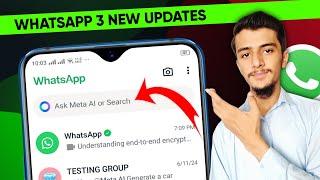 WhatsApp 3 new updates || WhatsApp Meta AI update || new status design || Group event feature