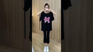 Women Summer Loose Casual T-Shirt With Slogan, Bowknot Print And Drop-Shoulder Sleeves@ZoeStyle1