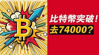 BTC突破！盤了一年，今日突破！去74000新高？