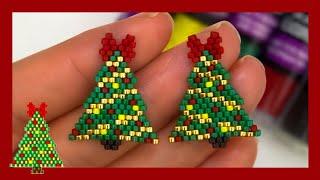 ARBOL DE NAVIDAD / BRICK STITCH / ARETES DE MIYUKI