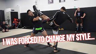 Forced to change my style while sparring Karate Combat Fighter