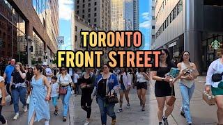 Toronto Walking Tour, Front Street Downtown Toronto Canada  4K