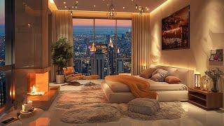 Elevated Comfort ~ Luxurious Bedroom with Rain Sounds and Piano Jazz Music for Blissful Mood