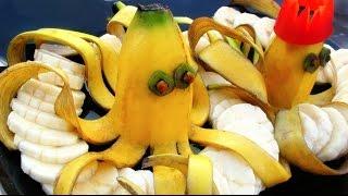 How to Make Banana Decoration | Banana Art | Fruit Carving Banana Garnishes