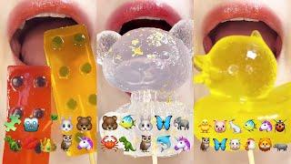 asmr 15 MINUTES COLORFUL JELLY EMOJI FOOD MUKBANG 알록달록 젤리 모음집 eating sounds