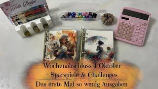 Wochenabschluss 4 Oktober | Sparspiele & Challenges | Sparen mit der Umschlagmethode 