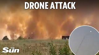 Fires rage after Hezbollah terror drones strike Israel - as other rockets blasted out of the sky