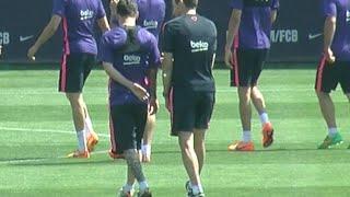 Messi and Unzué good relationship in FC Barcelona training session / www.weloba.com