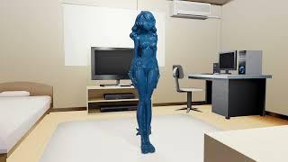 Kiana Kaslana encased in blue latex 2| blender animation