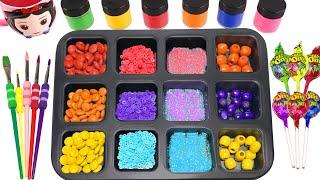 Oddly Satisfying Video l How To Make Rainbow Glitter Eggs FROM Lollipop Candy Fruit Cutting ASMR