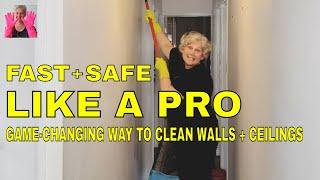 No Ladders Needed.  How to Clean Walls & Ceilings Fast  #paintprep #springcleaning #cleaningtips