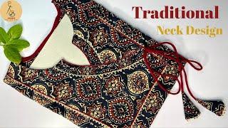 Traditional Angrakha Neck Design || Kurti Neck cutting and stitching Full Video ||