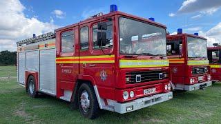 2 Classic Kent Fire Brigade Dennis SS Pumps at Headcorn Fire show, with blue lights and sirens!