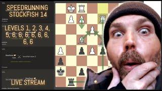 Stockfish 14 Speedrun Attempt - Levels 1 - 6 / 1000 - 3000 ELO LIVE STREAM VOD