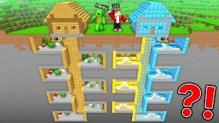 Mikey Poor vs JJ Rich Secret Base Under The House in Minecraft (Maizen)