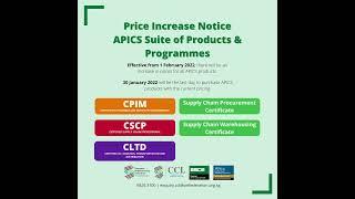 Price Increase Notice APICS Suite of Products & Programmes