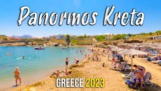 Panormos in Rethymno, walking tour 4k, Drone shots, Kreta, Greece 2023