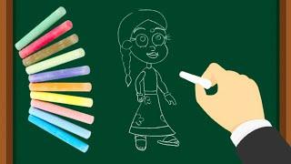 Draw CHUTKI from Chota bheem Easy Step by step