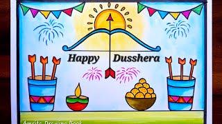 Dusshera drawing Easy | Happy Dusshera Drawing | Dusshera Festival Poster Drawing | Dusshera Scenery