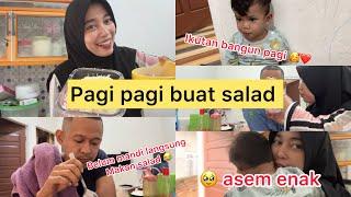 Rutinitas IRT anak 3 | pagi pagi buat salad | kisah IRT di pagi hari