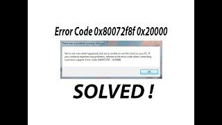 Error Code 0x80072f8f 0x20000 fix | 2022 - THERE WAS A PROBLEM RUNNING THIS TOOL
