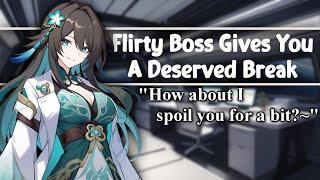 [ASMR] Flirty Boss Gives You A Deserved Break [F4A] [Soft Dom] [Mommy] [Sleep Aid] [Wholesome]