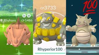 100 IV SHINY RHYHORN IN POKÉMON GO!! Max CP Shiny Rhyperior Evolution!