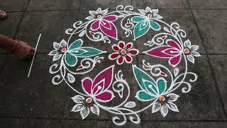 Easy Sankranthi Muggulu7x4 dots New Year 2023 RangoliPongal KolamNew Year Side Border Rangoli