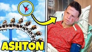 Ashton fell off the roller coaster, then.. (Ninja Kidz TV)