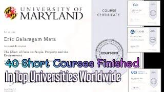 COURSERA - MASSIVE OPEN ONLINE COURSE  -  MOOC  -45 SHORT COURSES FINISHED