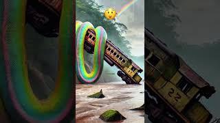 AI Travel Relaxing | Amazon Rainbow Python | Abandoned Train #shorts #wildlife #art