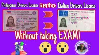 Philippine  driver's license into patente Italiana / how to Converte / conversione