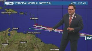 Thursday 10 PM Tropical Update: 95-L could develop into a depression, expected to continue west